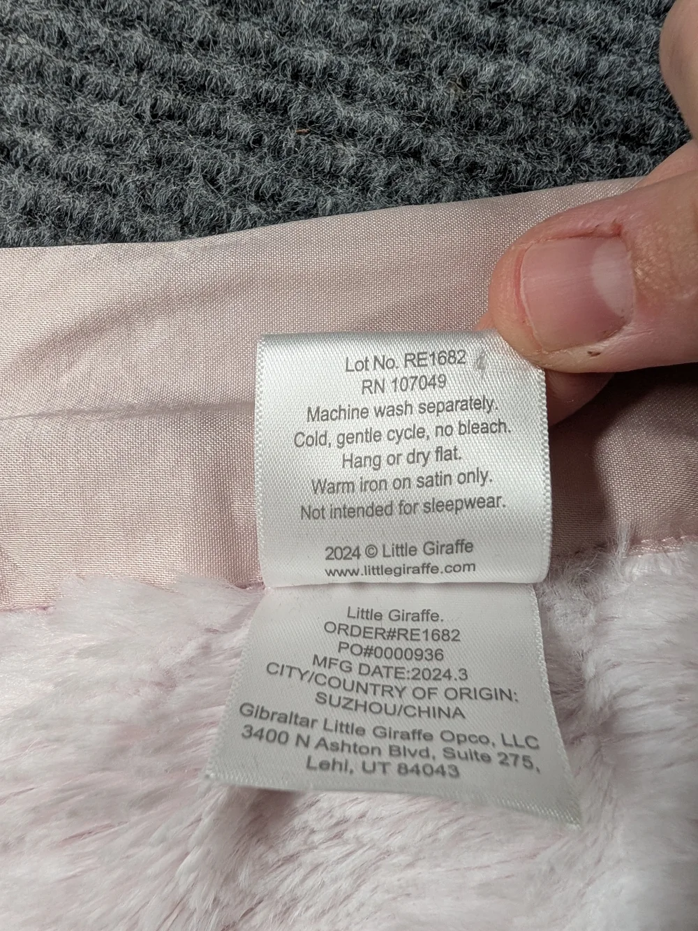 Little Giraffe Chenille Satin & Plush Mini Blankey, Light Pink Lovey Blankey